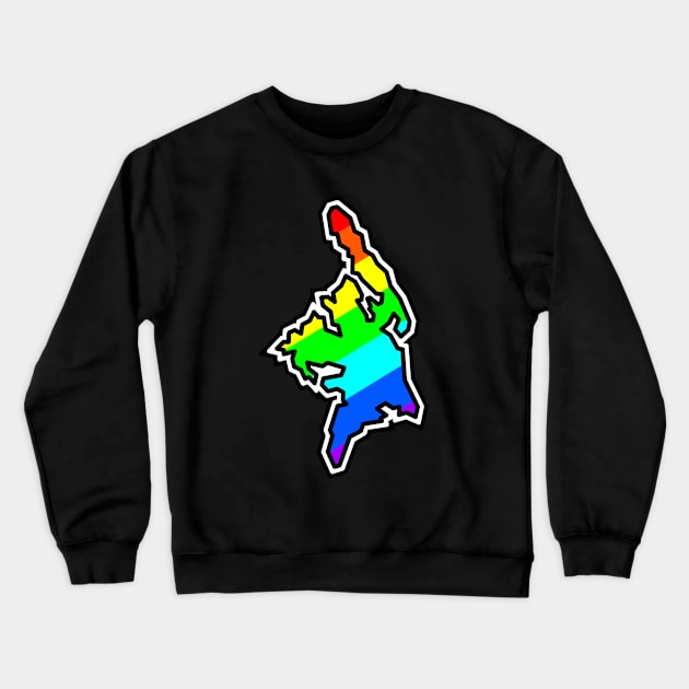 Cortes Island Silhouette in Colourful Rainbow Pattern - Bold Colours - Cortes Island Crewneck Sweatshirt by Bleeding Red Paint